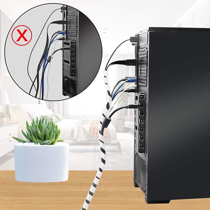 20Ft XHF 1/2" Clear Spiral Cable Wrap 12mm(Wrapping Range:9mm-65mm) Cord for Computer Electrical Wire Organizer Sleeve Hose RoHS