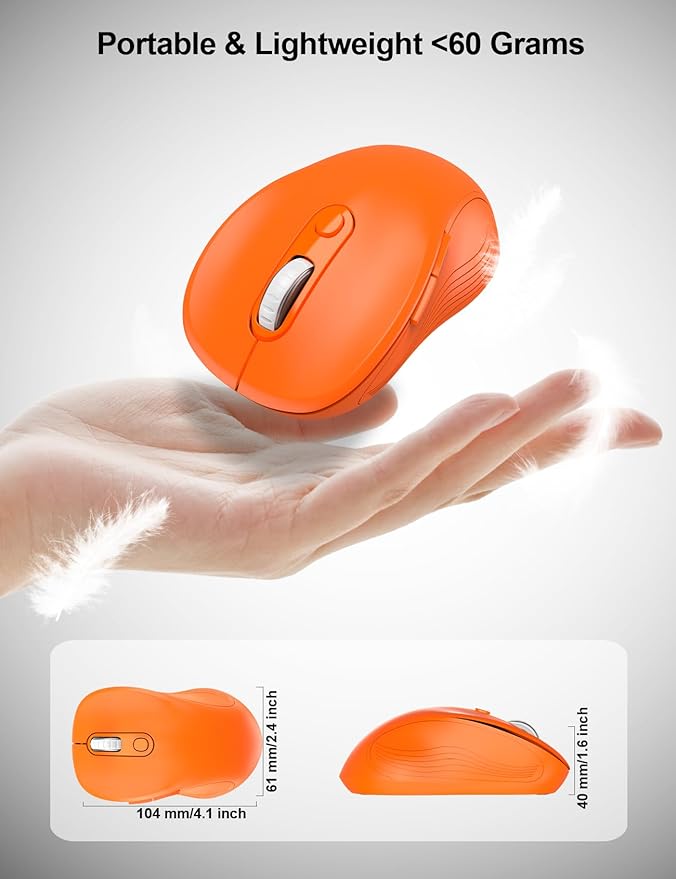 Trueque Wireless Mouse for Laptop, 2.4GHz Ergonomic Computer Mouse with Back & Forward Buttons, 3-Level DPI, 6 Buttons, Optical USB Cordless Mice for Windows Chromebook MacBook PC (Orange)