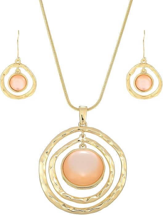 Madison Tyler Gold Plated Jewelry Set for Women | Silver Teardrop Pendant Necklace Trendy | Long Necklace with Snake Chain | Fashion Dangle Earring Set