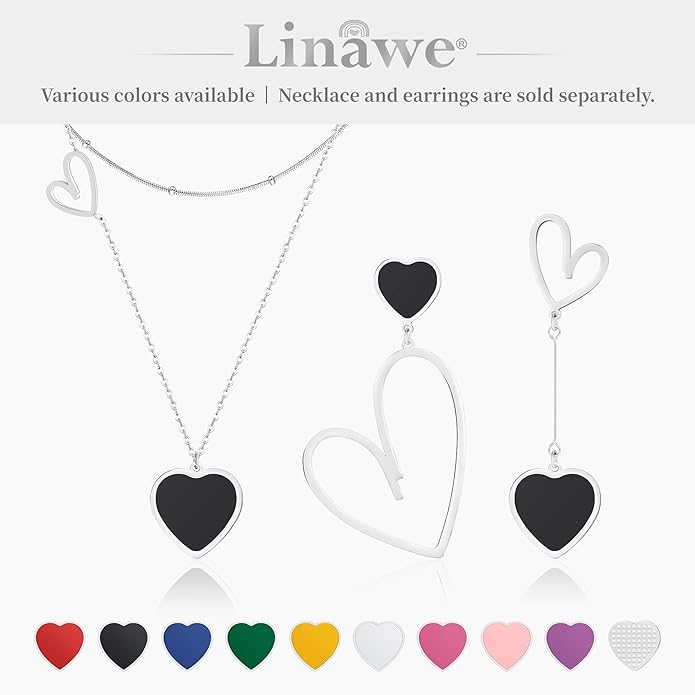 Linawe Layered Choker Heart Pendant Necklace for Women Trendy, Gold/Silver/Rose Gold Chain Stainless Steel Stacked Necklaces, Double Heart Necklace Y2K Preppy Jewelry