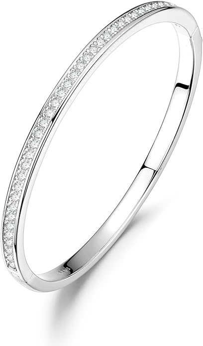 FANCIME Bangle Tennis Bracelets 925 Sterling Sliver Cubic Zircon Classic Cuff Bangle Bracelets for Women