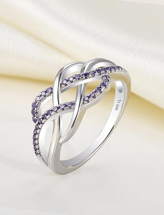 YL Celtic Knot Rings 925 Sterling Silver Twisted Knot Ring Birthstone Infinity Statement Jewelry for Women-size5