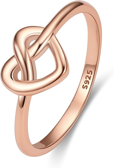 Bestyle 925 Sterling Silver Ring for Women, Minimalist Claddagh Ring Celtic Knot Ring for Women, Irish Promise Wedding Band, Gold/Rose Gold Vermeil Women Band Ring, Stackable, Gift for Her