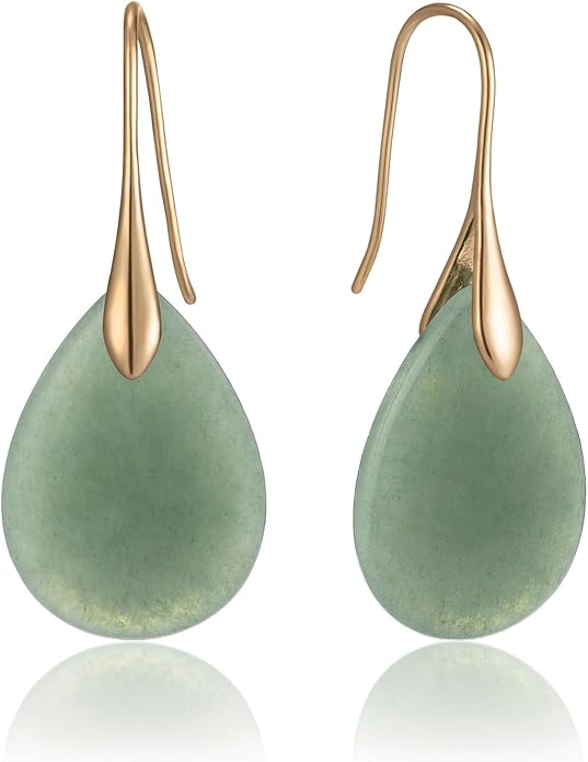 SELOVO Agate Teardrop Stone Grey Drop Earrings Fishhook Dangle Earrings for Women