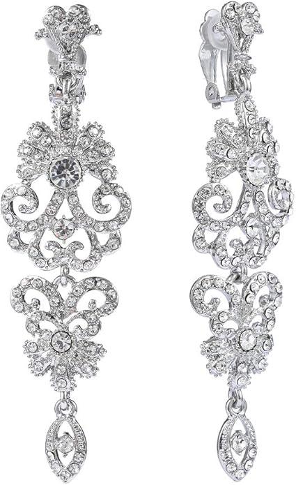 mecresh Gold/Silver Rhinestone Chandelier Wedding Bridal Dangle Earrings