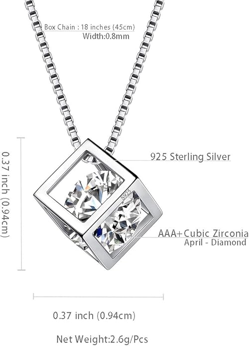 Aurora Tears Birthstone Necklace/Earring 925 Sterling Silver Women Cross/3D Cube/Cresent Moon Birth Stone Jewelry Mens Birthday Gift Anniversary Present