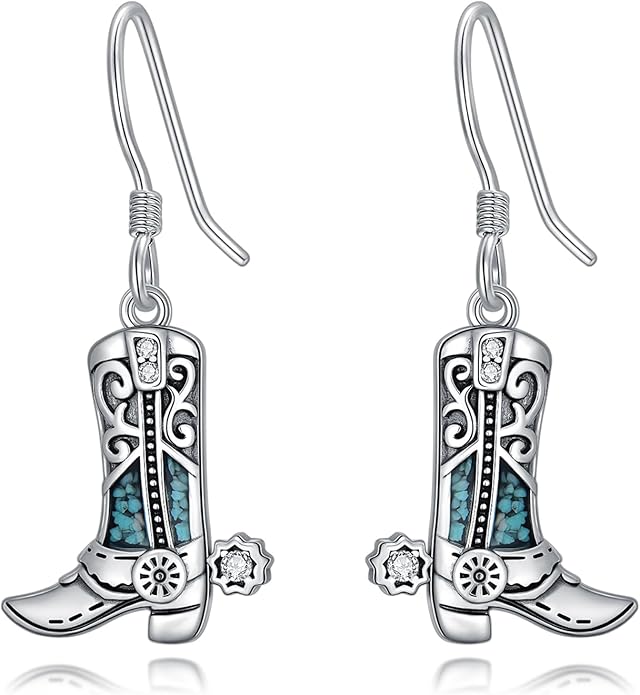 Western Earrings for Women 925 Sterling Silver Turquoise Western Country Dangle Drop Earrings Country Jewelry Gifts for Cowgirl Cowboy