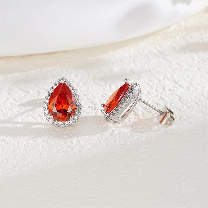 YOMELA Cubic Zirconia Earrings Studs, Halo CZ Birthstone Simulated Diamond Stud Earrings for Women