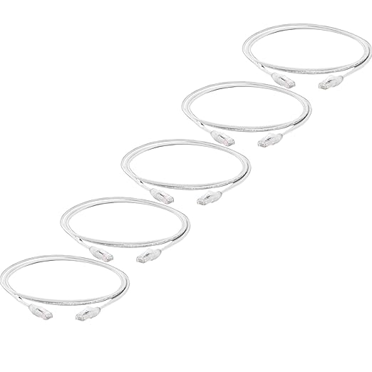 TRUECABLE Cat6 Component Rated Patch Cable, Unshielded (U/UTP), 5ft, White, 28AWG Solid Copper, Snagless 10G High-Speed Ethernet Cable, PoE++ 4PPoE 100W, UL Listed, RoHS-3, 5 Pack