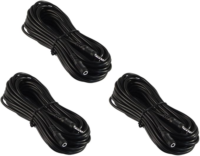 Three Pack of YCS Basics 25 Foot 3.5mm Stereo Headphone/AUX Extension Cable Male/Female