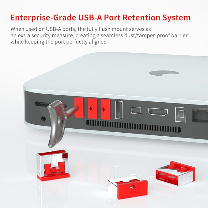 100PCS USB Metal Port Lock Blocker with 10 Keys - Secure USB-A Port Protector for PC/Laptop, Anti-Theft Data Security Lock, Dust & Moisture Proof Cover, Removable Type-A Connector Red