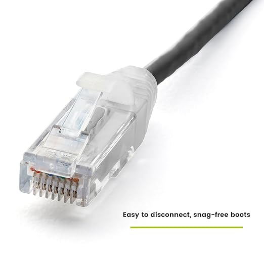 TRUECABLE Cat6 Component Rated Patch Cable, Unshielded (U/UTP), 5ft, Black, 28AWG Solid Copper, Snagless 10G High-Speed Ethernet Cable, PoE++ 4PPoE 100W, UL Listed, RoHS-3, 1 Pack