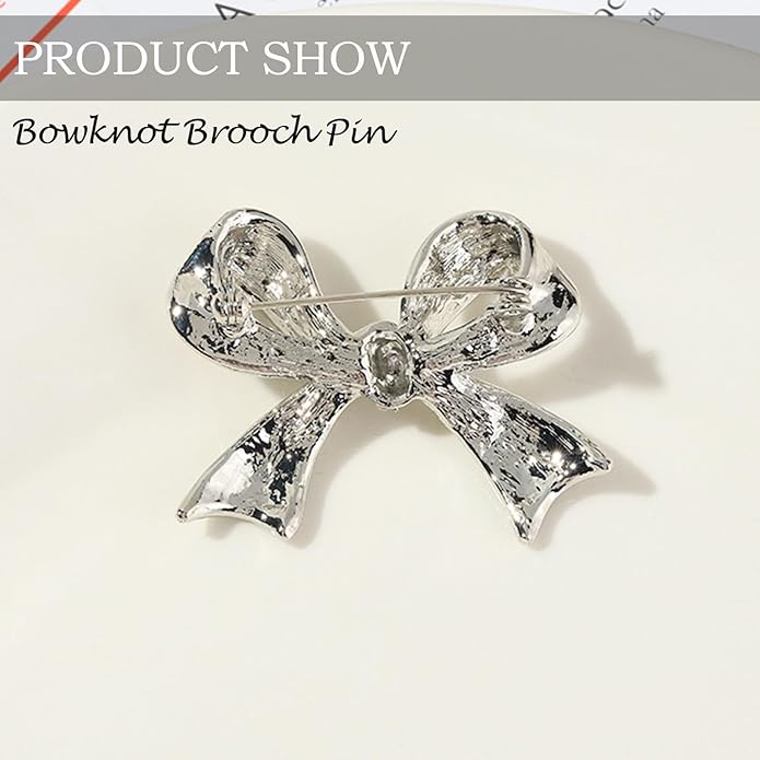 Elegant Crystal Bow Brooch Pin for Women,Vinage Sparkly Rhinestones Brooches Pins Beautiful Lapel Pins Dress Suit Shirt Ceremony Clothes Accessories Jewelry