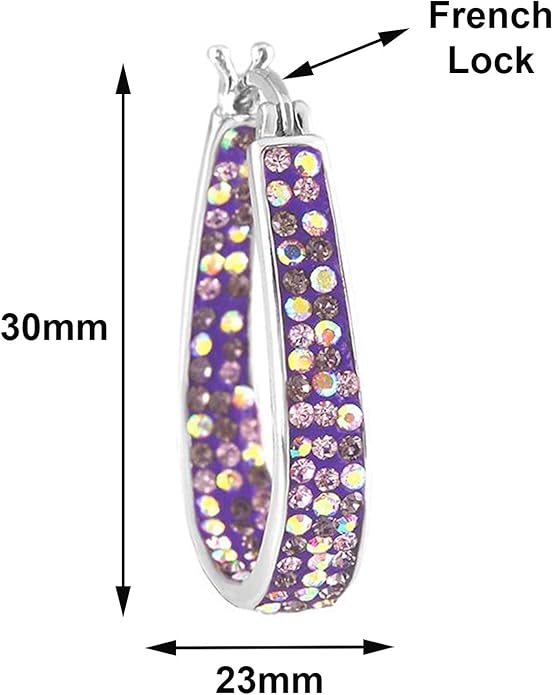 Savlano 14K White Gold Plated Inside Out Crystal Hoop Earrings For Women Comes With Savlano Gift Box