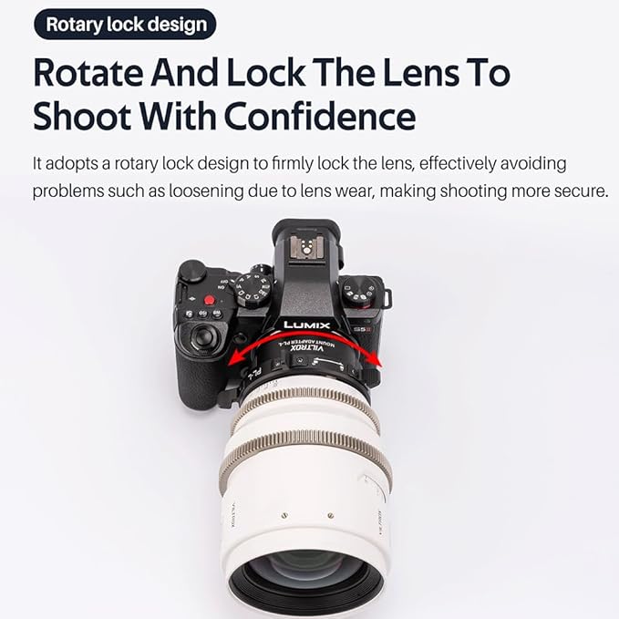 VILTROX PL-L Lens Mount Adapter with Security Lock Compatible with PL Mount Lens to L Mount Camera Panasonic S1 S1R S1H S5/Leica SL SL2 CL TL/Sigma fp L