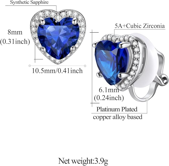 FindChic Sparkling Birthstone Clip On Earrings for Women, Silver Plated Stud Earrings 8MM Cubic Zirconia Non Pierced Studs, 12 Months Birthday Jewelry Gift