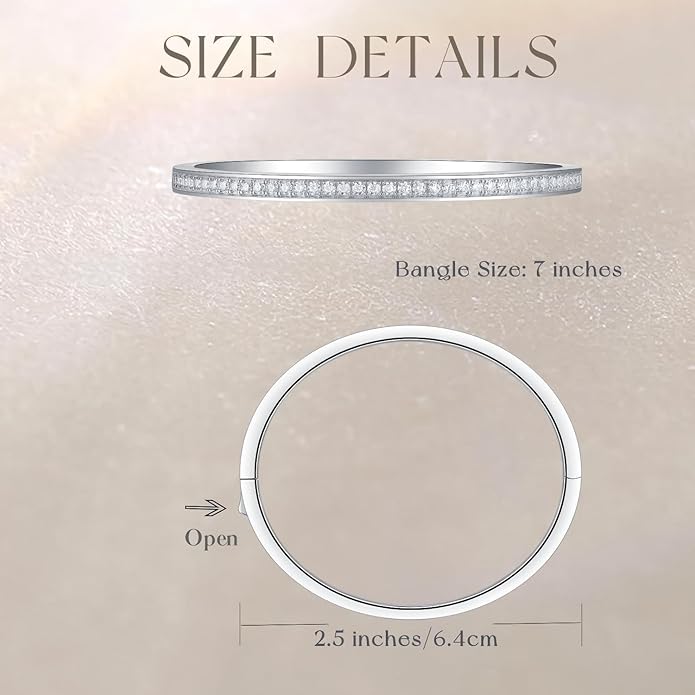 FANCIME Bangle Tennis Bracelets 925 Sterling Sliver Cubic Zircon Classic Cuff Bangle Bracelets for Women