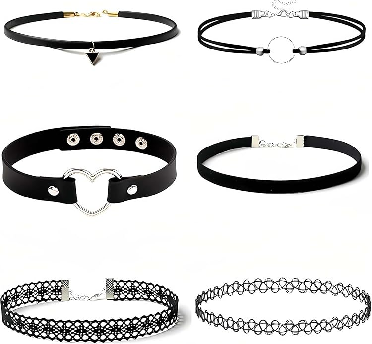 Black Goth Choker Necklace for Women,Black Elegantes Lace Chokers Set,Punk Jewelry Clothes Accessories