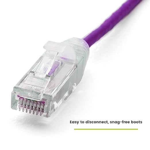 TRUECABLE Cat6 Component Rated Patch Cable, Unshielded (U/UTP), 10ft, Purple, 28AWG Solid Copper, Snagless 10G High-Speed Ethernet Cable, PoE++ 4PPoE 100W, UL Listed, RoHS-3, 1 Pack