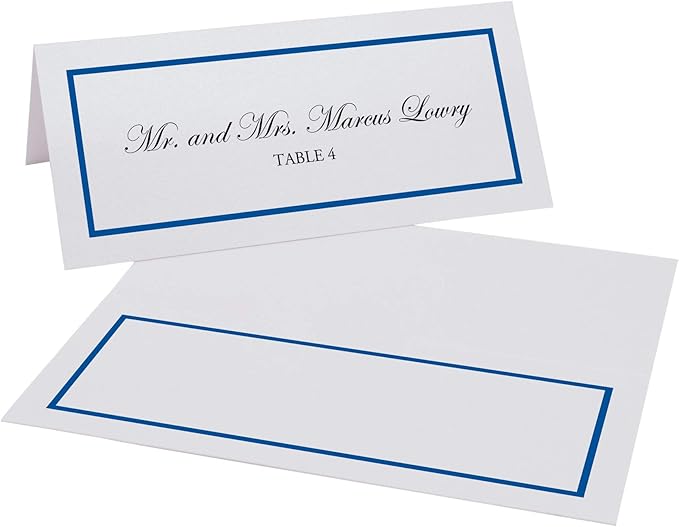 Single Line Border Place Cards, Royal Blue (Choose Color), Set of 25, Pre-cut and Scored - Wedding, Party, Dinner, and Special Events - Made in the USA