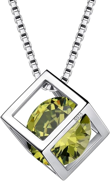 Aurora Tears Birthstone Necklace/Earring 925 Sterling Silver Women Cross/3D Cube/Cresent Moon Birth Stone Jewelry Mens Birthday Gift Anniversary Present