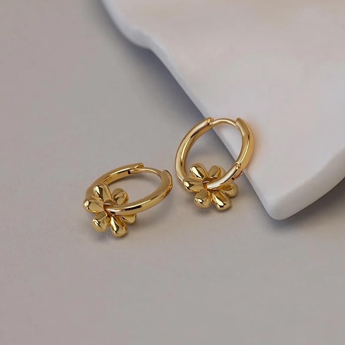 CAITLYNMINIMALIST 18K Gold Sterling Silver Double Link Drop Pave Duo Hoop Huggie Earrings Bold Jewelry for Women
