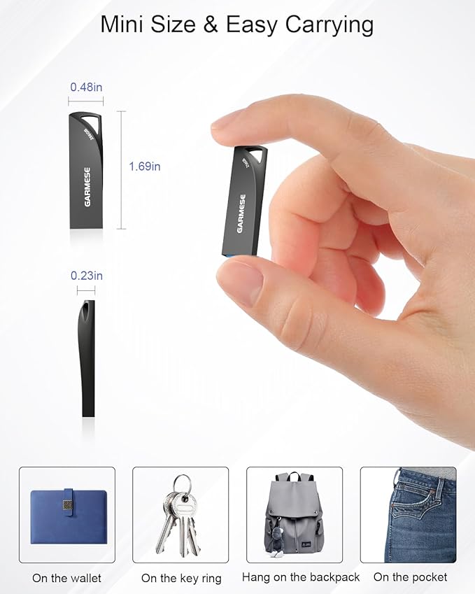 256GB USB Flash Drive, Metal USB 3.0 Memory Stick Waterproof Slim Thumb Drive Portable USB Drive with Keychain Hole Stylish Jump Drive for Computer/Laptop/Car/Smart TV