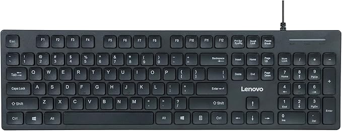Lenovo 305 Wired USB-C Keyboard with Numeric Keypad, Full Size Keyboard, Slim Design, Black, USB-C Connectivity, Dedicated Function & AI Keys, for Gaming PC, Laptop, Desktop, Tablet, Home Office