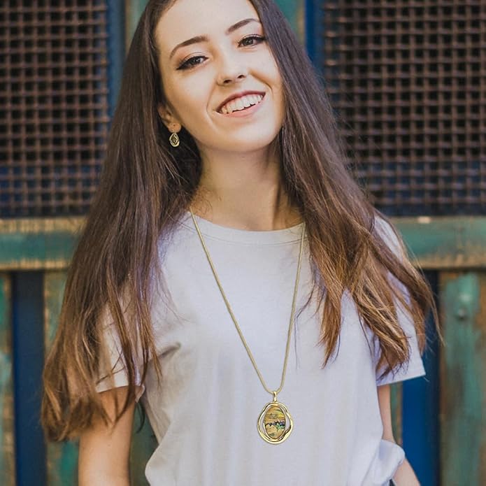 Madison Tyler Gold Plated Jewelry Set for Women | Silver Teardrop Pendant Necklace Trendy | Long Necklace with Snake Chain | Fashion Dangle Earring Set