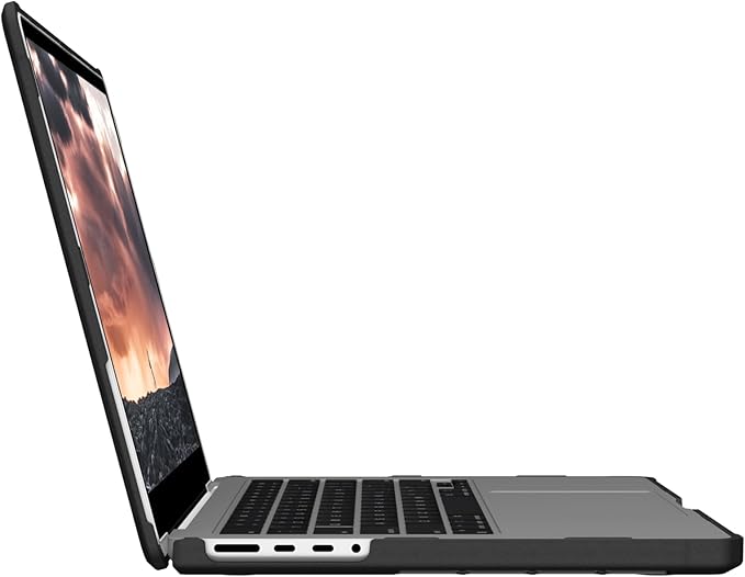 URBAN ARMOR GEAR UAG Designed for MacBook Pro 14 inch Case 2023-2024 M4 M3 Max/Pro (A2918 A2992 A2992 A3112 A3401 A3185) Rugged Touch ID Military Grade Plyo Laptop Cover, Translucent Clear Ice