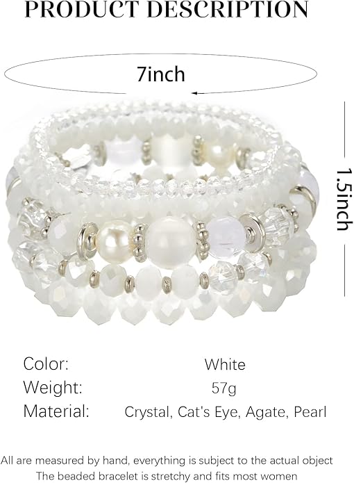 Noessla Beaded Boho Stretch Bracelet Colorful Stackable Crystal Beads Bracelets Trendy Costume Jewelry Mothers Day Gifts for Women