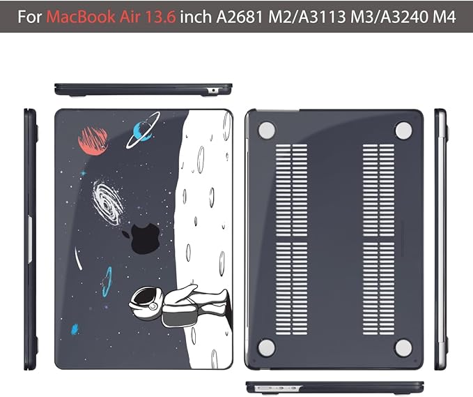 Teryeefi Compatible with MacBook Air 13 inch Case 2025 2024 2023 2022 M4 A3240 M3 A3113 M2 A2681, Plastic Hard Shell&Keyboard Cover&Type C for MacBook Air 13.6 inch Case,Astronaut A008
