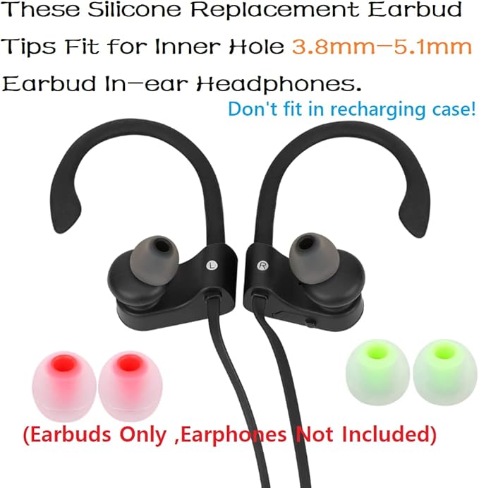 Silicone Earbud Tips Earbuds Replacement Ear Tips Gels Bud for Popular in-Ear Headphones Other Inner Hole from 3.8mm - 5.1mm Earphones 9 Pairs S/M/L