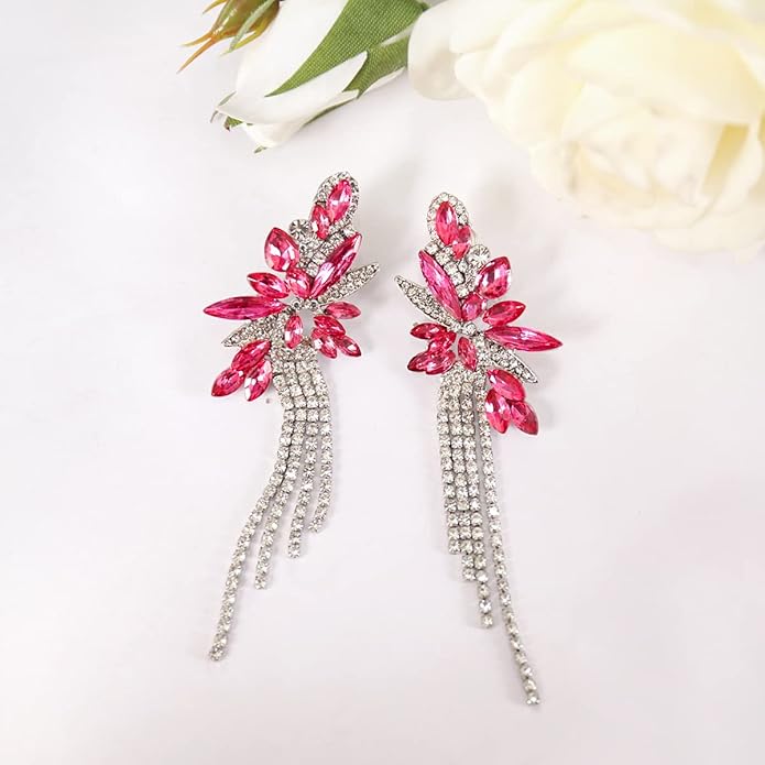 mecresh Marquise Crystal Bridal Chandelier Dangle Drop Earrings Ladies Gifts in Silver/Gold Tone