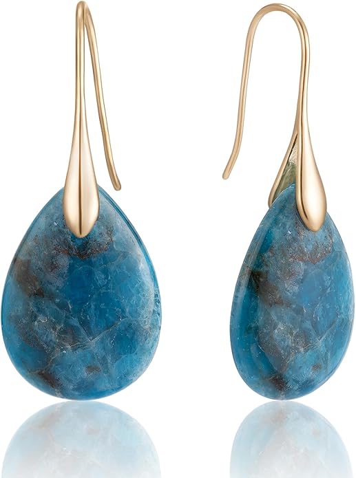 SELOVO Agate Teardrop Stone Grey Drop Earrings Fishhook Dangle Earrings for Women