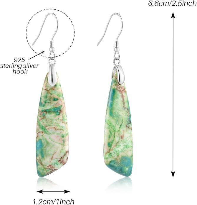 SELOVO Jasper Stone Earrings for Women Trendy Dangle Earrings Fishhook Drop Earrings