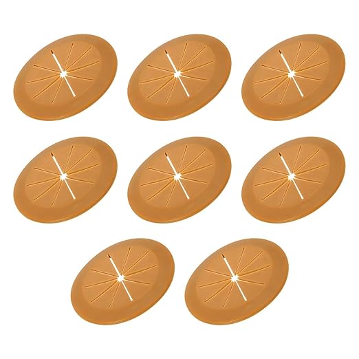 PATIKIL Desk Grommet 2-1/16", 8 Pcs Round Cable Grommet Cord Hole Cover with Adhesive Tape Flexible Table Wire Organizer for Office Home Table Countertop, Light Brown