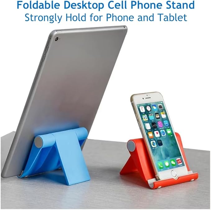 Cell Phone Stand for Desk Foldable Cell Phone Holder Desk Tablet Holder Mobile Phone Dock, Multi-Angle Universal Adjustable Tablet Dock Compatible with Most Cell Phones (Purple)