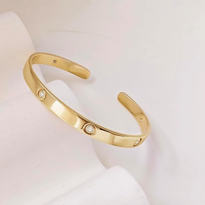 My Queen Gold Bracelets for Women 14K Gold Plated Dainty Stackable Hand Chain Bracelet Trendy Ring Chain Bangle Cuff Bracelets Adjustable Body Jewelry Set Gifts