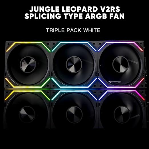 Jungle Leopard Interstellar V2 RS 120mm PC Reverse Blade Case Fan Infinity Mirror Module Daisy-Chain ARGB Fan Triple Pack Suitable Computer Cooling Fans 360mm AIO Cooler(Black-3Pack)