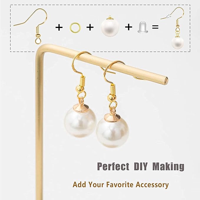 Hypoallergenic Earring Hooks 800 PCS/125 Pairs, Silver Plated Fish Hooks,500pcs Earring Making Kit with Jump Rings and Clear Silicone Earring Backs Stoppers for DIY Jewelry Making