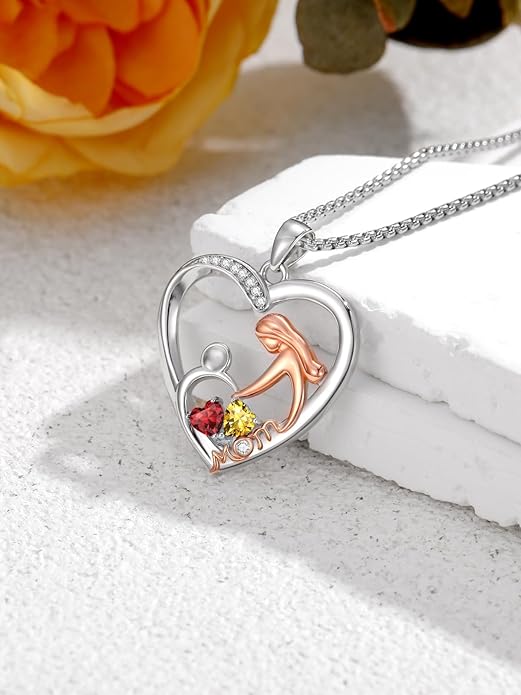 Valentines Day Gift for Mom Mother Daughter Necklace Birthstone Necklaces for Women Anniversary Jewelry Valentine Mothers Day Christmas Birthday Gifts for Mom Women Her Wife Girlfriend