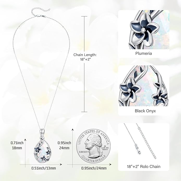 JUSTKIDSTOY Moonstone Necklace 925 Sterling Silver Teardrop Pendant Necklace Jewelry Gifts for Women Girls