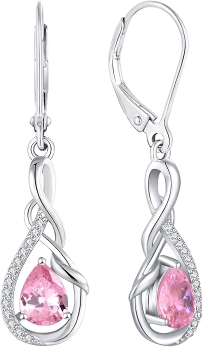 Starchenie Infinity Dangle Drop Earrings Sterling Silver Leverback Earrings Gemstones Twisted Jewelry