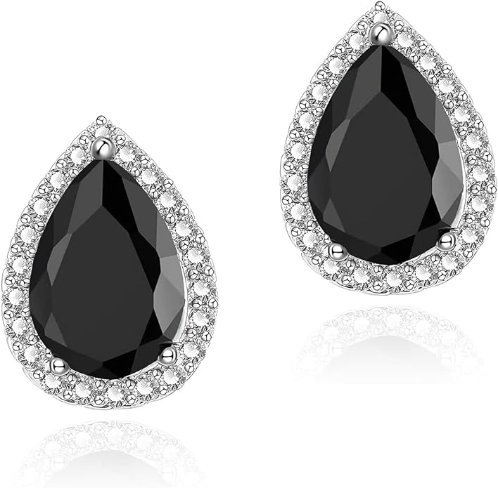 YOMELA Cubic Zirconia Earrings Studs, Halo CZ Birthstone Simulated Diamond Stud Earrings for Women