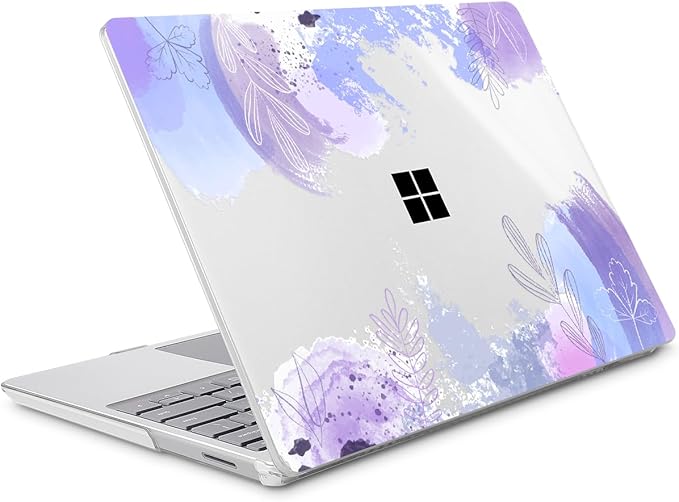 Tuiklol Case for 15 Inch Microsoft Surface Laptop 5/4/3 2022-2020, Model 1979/1953/1872/1873 Hard Shell Cover, Keyboard Cover+Screen Protector+Dust Plugs,Inset Flora