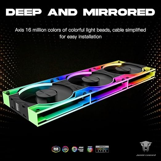 Jungle Leopard Interstellar V3 120mm PC Case Fan Infinity Mirror Module Daisy-Chain 120mm RGB PWM Fan Triple Pack Suitable for Computer Case & 360mm AIO Cooler(Black-3Pack