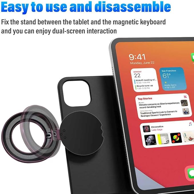 Magnetic Phone Holder for Magic Keyboard, Slim Portable Foldable Magnetic Phone Stand for iPad/Samsung Keyboard Cases, Compatible with Magsafe and Non-Magsafe All Phone (Purple)