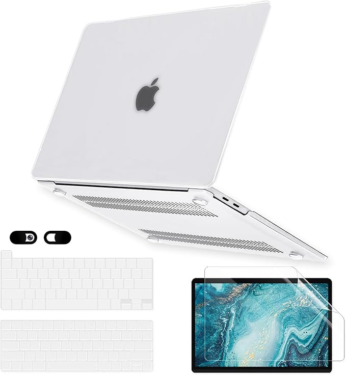 Frost Case for MacBook Pro 13 inch M2 M1 A2338 A2289 A2251 A2159 A1989 A1706 2023-2016 Release with Touch ID, 6 in 1 Plastic Hard Shell&Keyboard Cover&Screen Protector&Webcam Cover,Matt Clear