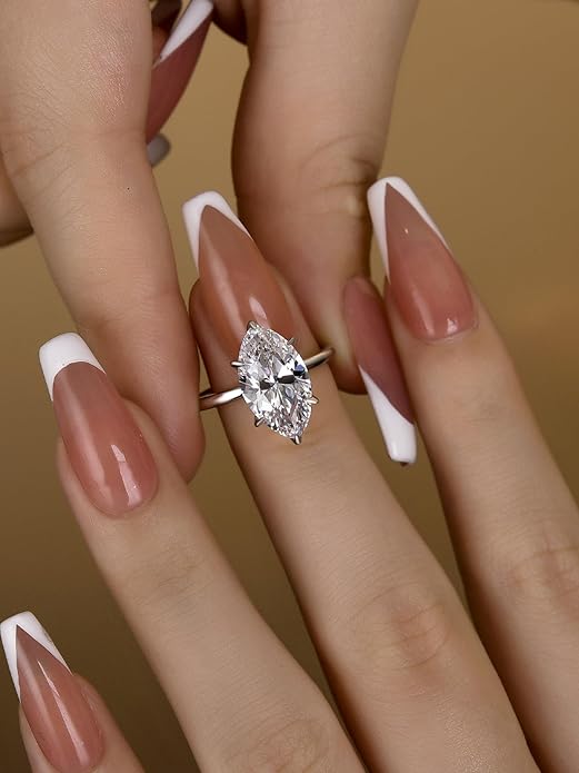3.5CT Marquise Cut Engagement Ring, AAAAA Grade Cubic Zirconia Promise Ring for Women, S925 Silver Bridal Wedding Jewelry